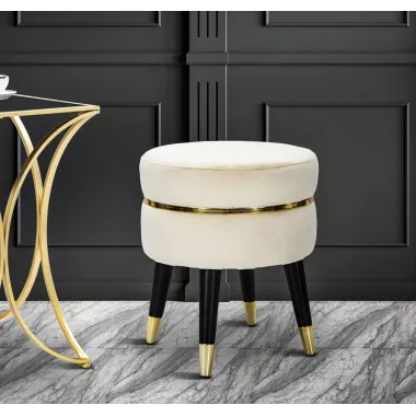 Stołek PARIS Krem/Złoty Ø 35X40,5 cm